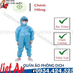 Bộ Quần Áo Phòng Dịch Trẻ Em Màu Xanh