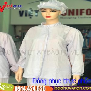 Đồng Phục Công Nhân Thực Phẩm Màu Trắng Tay Dài Vải Kaki