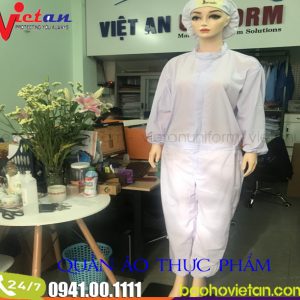 Quần Áo Công Nhân Thực Phẩm Liền Quần Không Nón