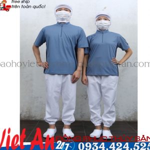 Đồng Phục Thủy Sản Chế Biến Xử Lý Màu Xám Ngắn Tay