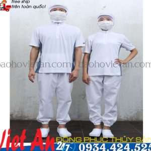 Đồng Phục Thủy Sản Chế Biến Xử Lý Màu Trắng Ngắn Tay