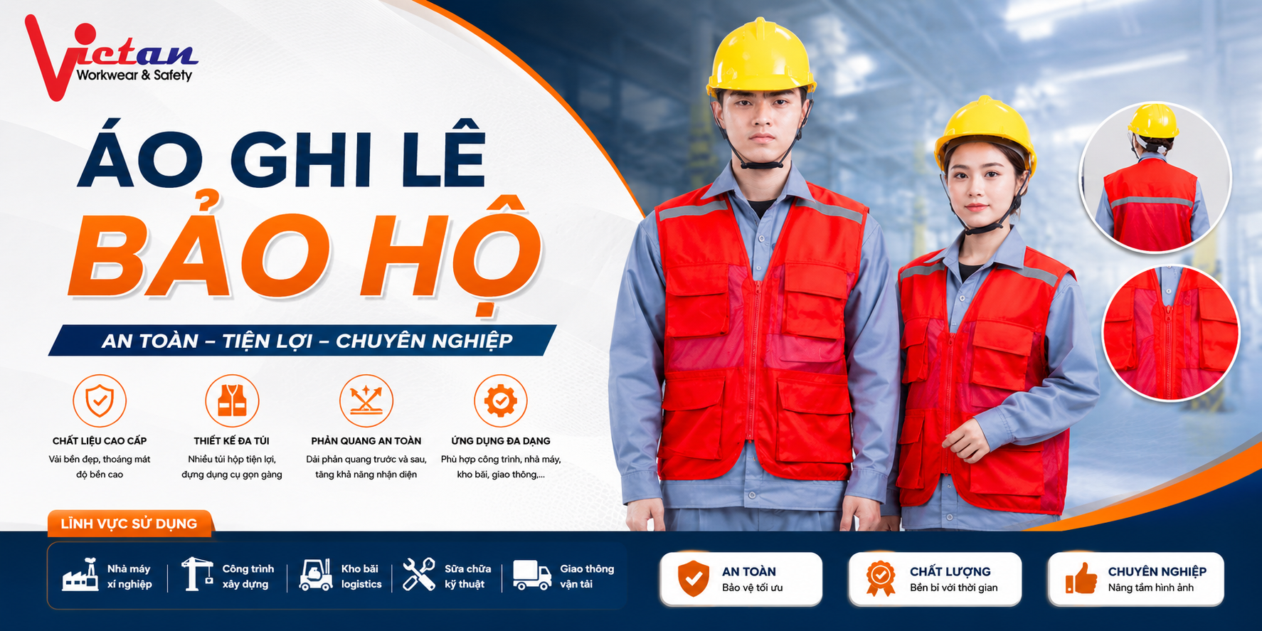 Áo ghi lê bảo hộ lao động màu đỏ có phản quang