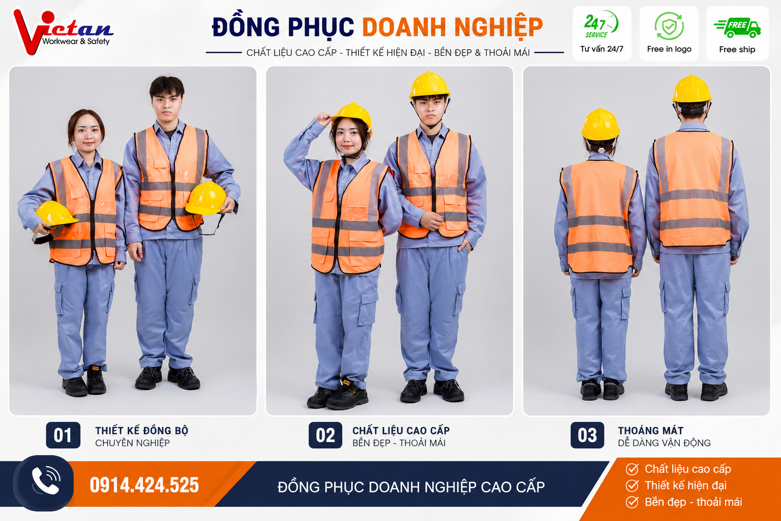 kỹ sư xây dựng mặc đồng phục bảo hộ đồng bộ
