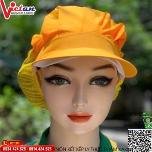 Nón Thực Phẩm Xếp Ly Kaki Màu Vàng Nghệ VAXL- 06