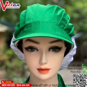 Nón Thực Phẩm Xếp Ly Kaki Xanh Lá VAXL-05
