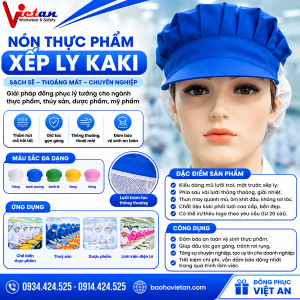 Nón Thực Phẩm Xếp Ly Kaki Màu Xanh Dương VAXL-03