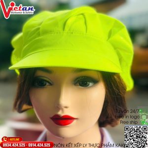 Nón Thực Phẩm Xếp Ly Kaki Màu Neon VAXL-12